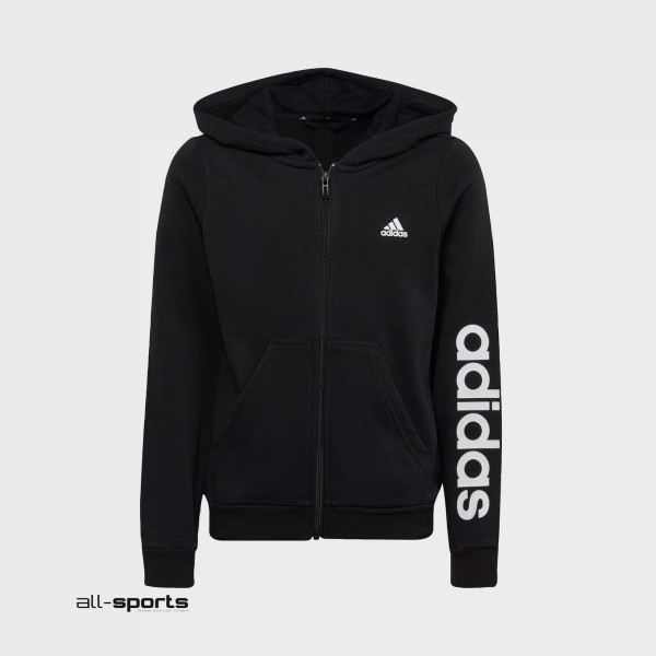 Adidas Sportswear Linear Hooded Hand Logo Εφηβικη Ζακετα Μαυρη