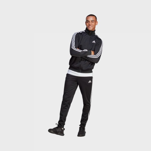 Adidas Basic 3 Stripes Tricot Track Suit Ανδρικο Σετ Ρουχων Μαυρο