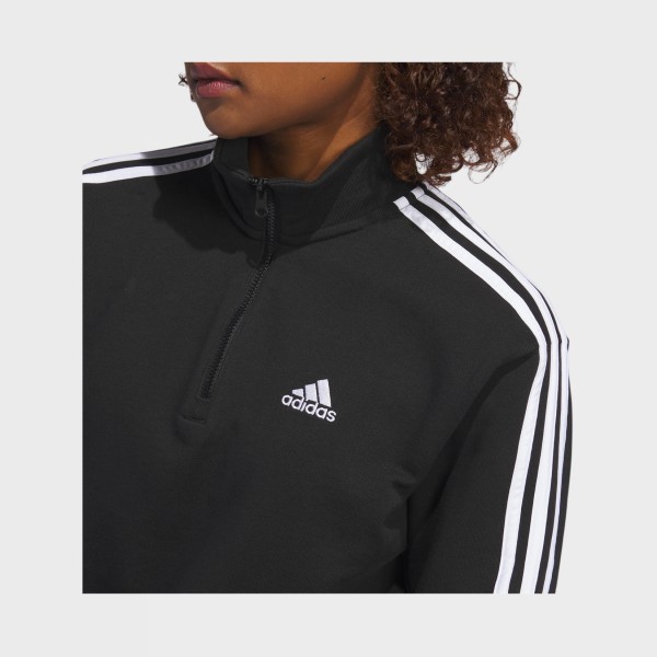 Adidas Originals 3 Stripes Small Zip Crop Γυναικειο Φουτερ Μαυρο