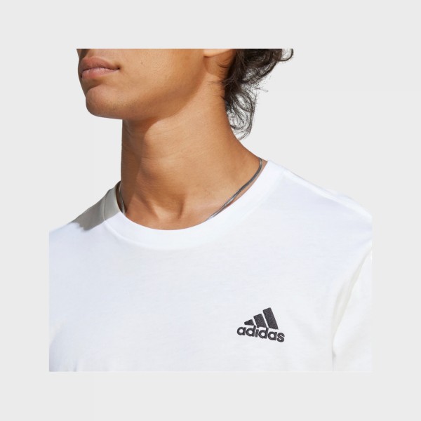 Adidas Essentials Single Jersey Emboidered Small Logo Ανδρικη Μπλουζα Λευκη