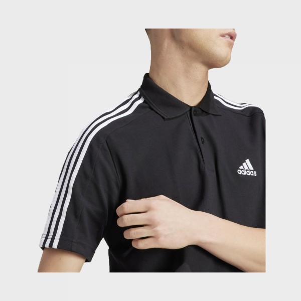 Adidas Sportswear 3 Stripes Polo Neck Pique Ανδρικη Μπλουζα Μαυρη