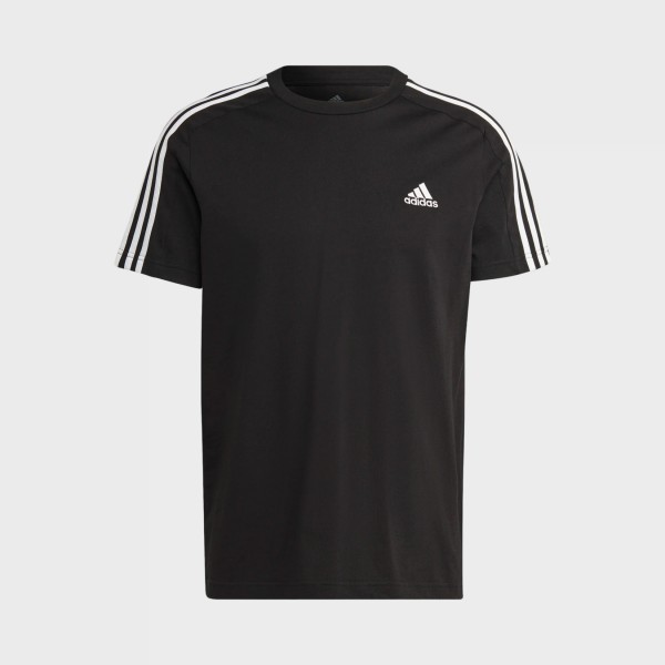 Adidas Essentials Single Jersey 3 Stripes Ανδρικη Μπλουζα Μαυρη