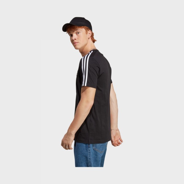 Adidas Essentials Single Jersey 3 Stripes Ανδρικη Μπλουζα Μαυρη