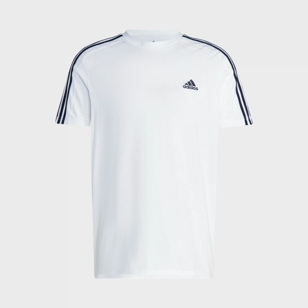 Adidas Essentials Single Jersey 3 Stripes Ανδρικη Μπλουζα Λευκη