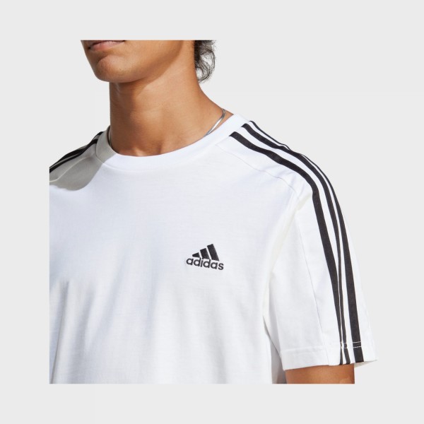Adidas Essentials Single Jersey 3 Stripes Ανδρικη Μπλουζα Λευκη