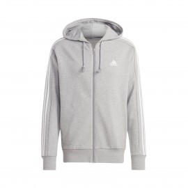 Adidas Essentials French Terry 3 Stripes Full Zip Ανδρικη Ζακετα Γκρι