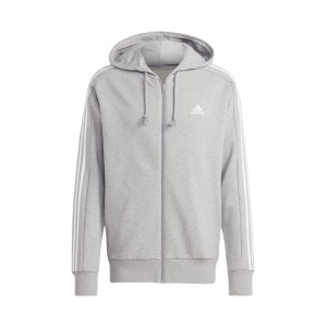 Adidas Essentials French Terry 3 Stripes Full Zip Ανδρικη Ζακετα Γκρι