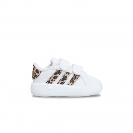 Adidas 3 Stripes Grand Court 2.0 Print Βρεφικο Παπουτσι Λευκο - Λεοπαρ
