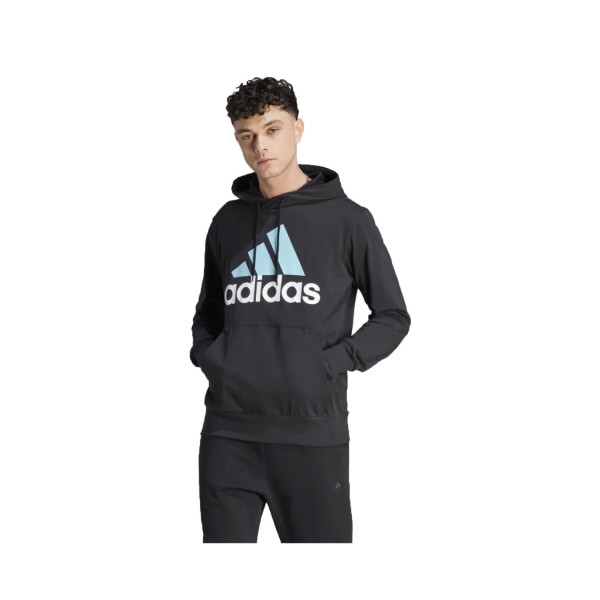 Adidas Essentials Big Logo Hooded Ανδρικη Φουτερ Μαυρη - Γαλαζια