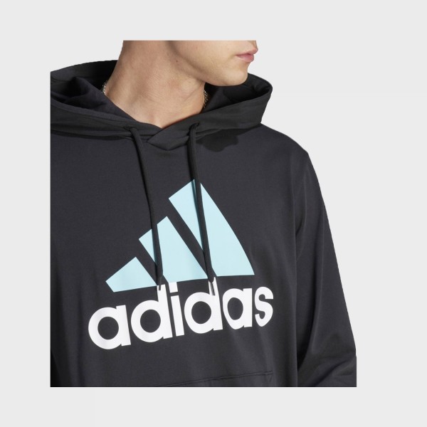 Adidas Essentials Big Logo Hooded Ανδρικη Φουτερ Μαυρη - Γαλαζια