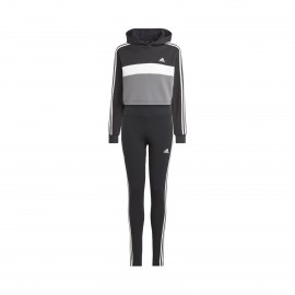 Adidas Originals 3 Stripes Fleece Εφηβικο Σετ Μαυρο - Γκρι 