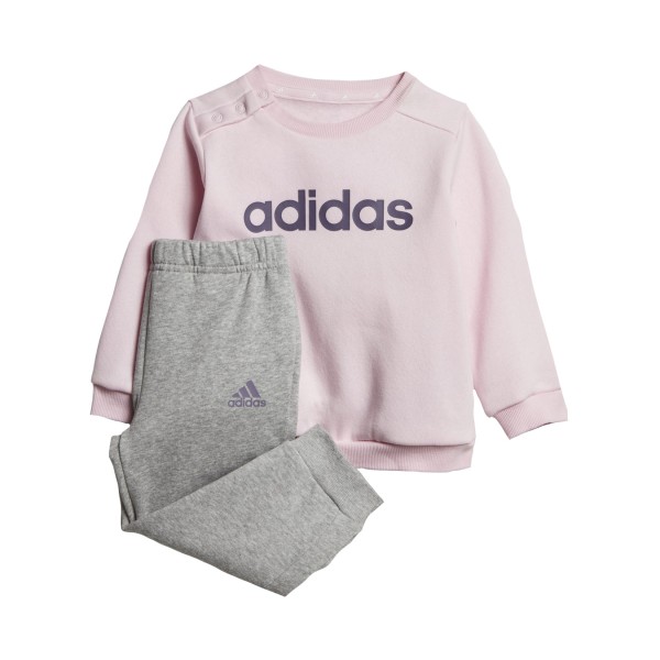 Adidas Sportswear Linear Fleece Βρεφικο Σετ Φορμας Ροζ - Γκρι 