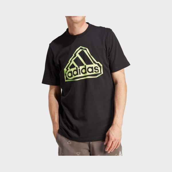 Adidas Folded Badge Graphic Chest Ανδρικη Μπλουζα Μαυρο - Πρασινο
