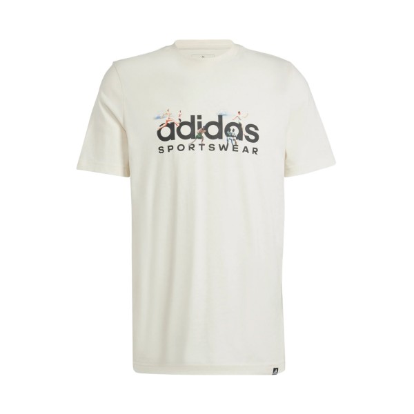 Adidas Landscape Sportswear Graphic Rubber Print Ανδρικη Μπλουζα Λευκη