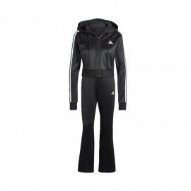 Adidas Sportswear Glam 3 Stripes Hooded Wide Leg Γυναικειο Σετ Μαυρο