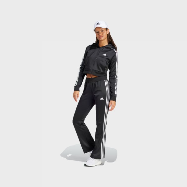 Adidas Sportswear Glam 3 Stripes Hooded Wide Leg Γυναικειο Σετ Μαυρο