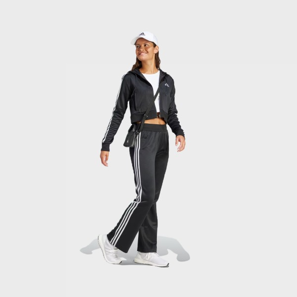 Adidas Sportswear Glam 3 Stripes Hooded Wide Leg Γυναικειο Σετ Μαυρο