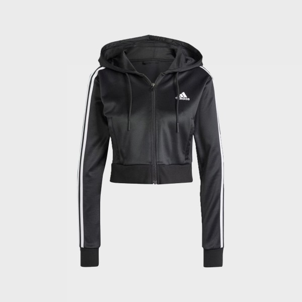 Adidas Sportswear Glam 3 Stripes Hooded Wide Leg Γυναικειο Σετ Μαυρο