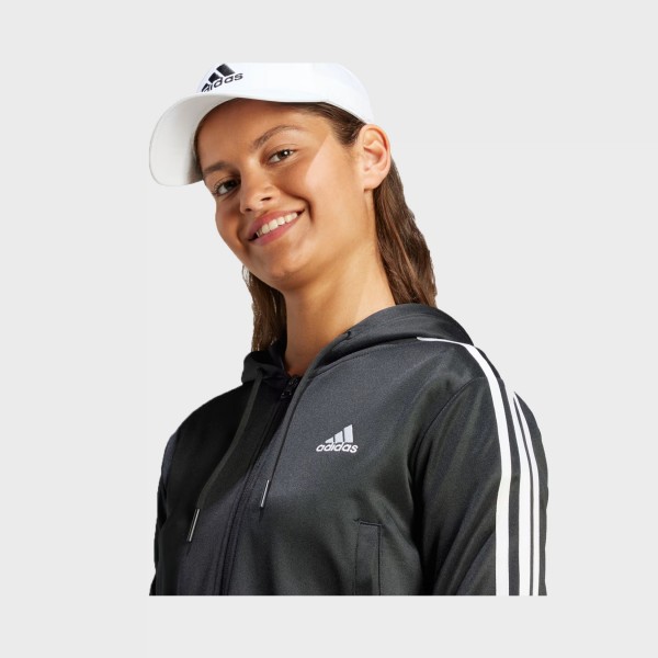 Adidas Sportswear Glam 3 Stripes Hooded Wide Leg Γυναικειο Σετ Μαυρο