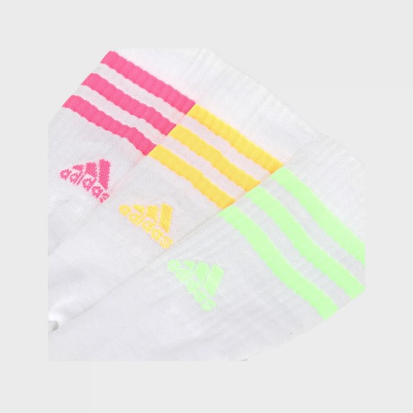 Adidas 3 Stripes Cushioned Crew 3 Ζευγη Unisex Καλτσες Λευκο - Πολυχωμο