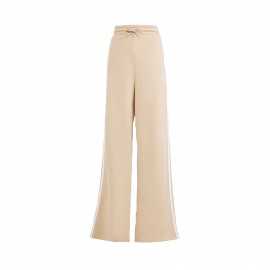 Adidas 3 Stripes Fleece Wide Leg Γυναικειο Παντελονι Μπεζ 