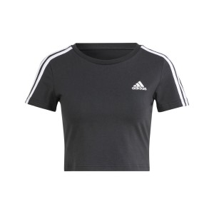 Adidas Essentials 3 Stripes Baby Slim Fit Γυναικεια Μπλουζα Μαυρη