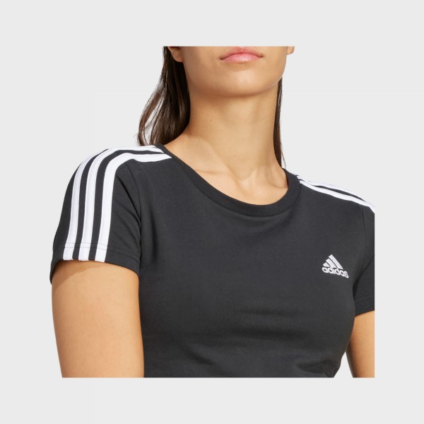 Adidas Essentials 3 Stripes Baby Slim Fit Γυναικεια Μπλουζα Μαυρη