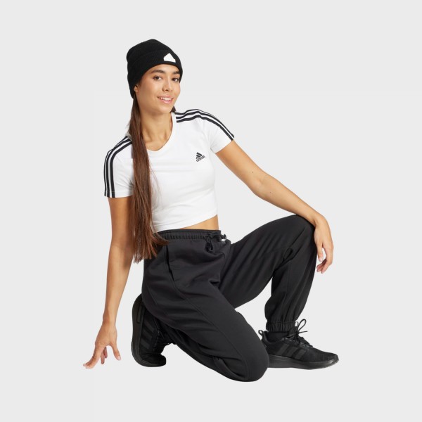 Adidas Essentials 3 Stripes Baby Slim Fit Γυναικεια Μπλουζα Λευκη