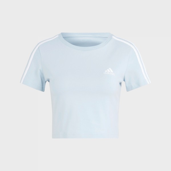 Adidas Essentials 3 Stripes Baby Slim Fit Γυναικεια Μπλουζα Σιελ