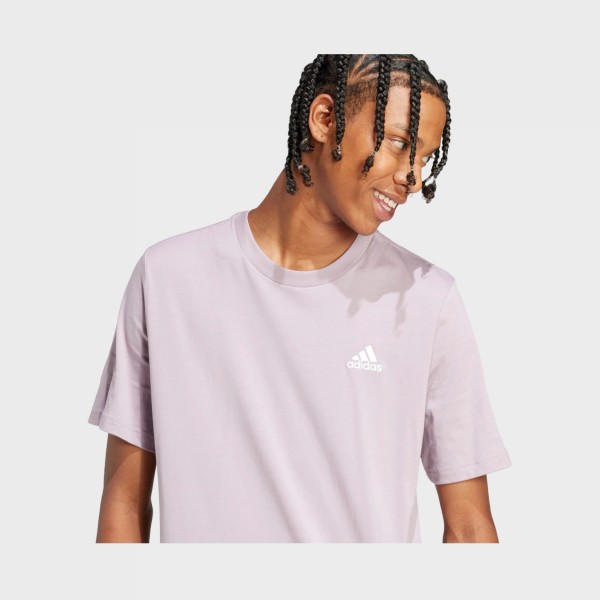 Adidas Essentials Single Jersey Embroidered Small Logo Ανδρικη Μπλουζα Μωβ