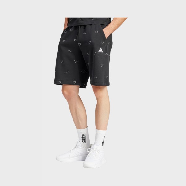 Adidas Sportswear Monogram Logo Fleece Ανδρικη Βερμουδα Μαυρη