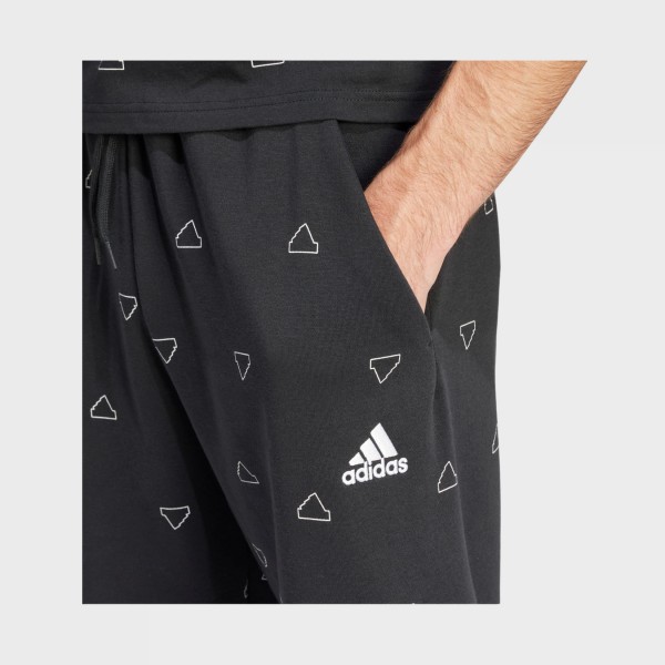 Adidas Sportswear Monogram Logo Fleece Ανδρικη Βερμουδα Μαυρη