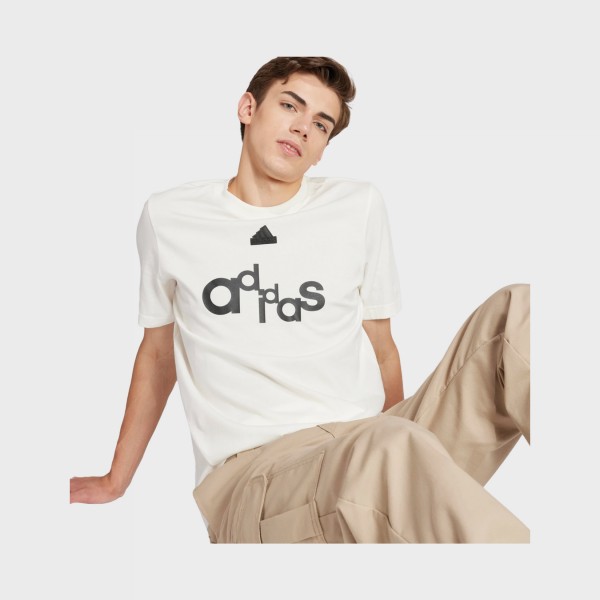 Adidas Sportswear Graphic Print Fleece Classic Ανδρικη Μπλουζα Λευκη