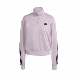 Adidas Iconic 3 Stripes Buttons Crew Neck Γυναικεια Μπλουζα Μωβ