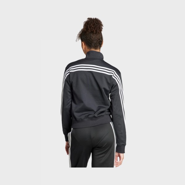 Adidas Iconic 3 Stripes Buttons Crew Neck Γυναικεια Μπλουζα Μαυρη