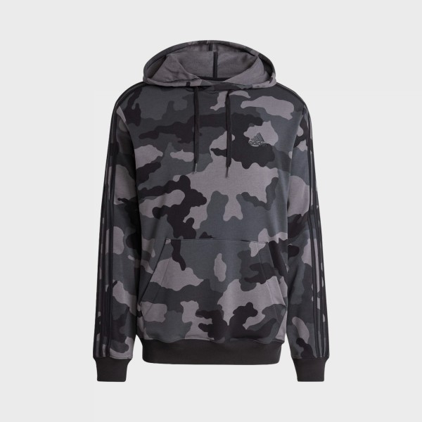 Adidas Sportswear Hooded Camo All Over Print Ανδρικη Φουτερ Μαυρο - Γκρι