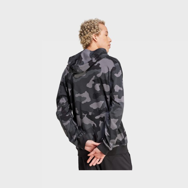 Adidas Sportswear Hooded Camo All Over Print Ανδρικη Φουτερ Μαυρο - Γκρι