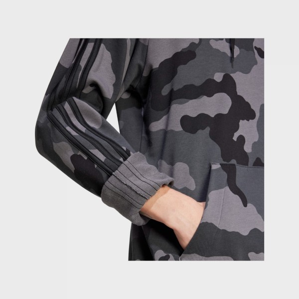 Adidas Sportswear Hooded Camo All Over Print Ανδρικη Φουτερ Μαυρο - Γκρι