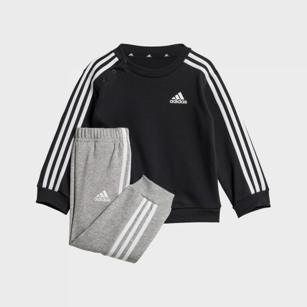 Adidas Sportwear 3 Stripes Crew Neck Βρεφικο Σετ Ρουχων Μαυρο - Γκρι