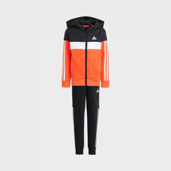 Adidas Sportwear 3 Stripes Tiberio Colorblock Παιδικο Σετ Μαυρο - Πορτοκαλι