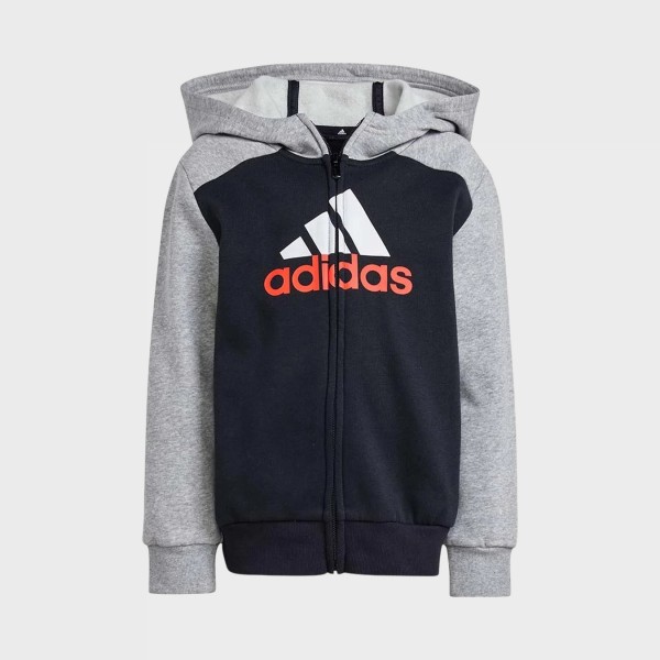 Adidas Sportwear Brand Love Fleece Hooded Παιδικο Σετ Ρουχων Γκρι - Μαυρο 