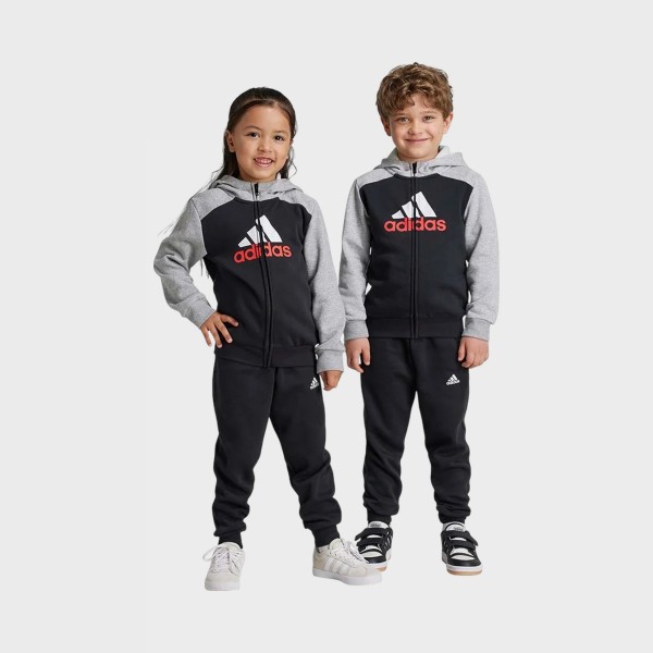 Adidas Sportwear Brand Love Fleece Hooded Παιδικο Σετ Ρουχων Γκρι - Μαυρο 