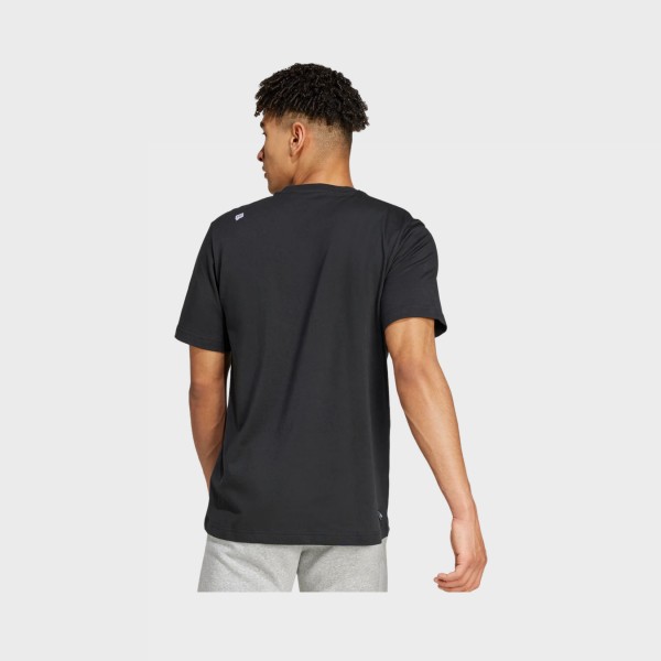 Adidas Sportwear Remoji Graphic Ribbed Crew Neck Ανδρικη Μπλουζα Μαυρη