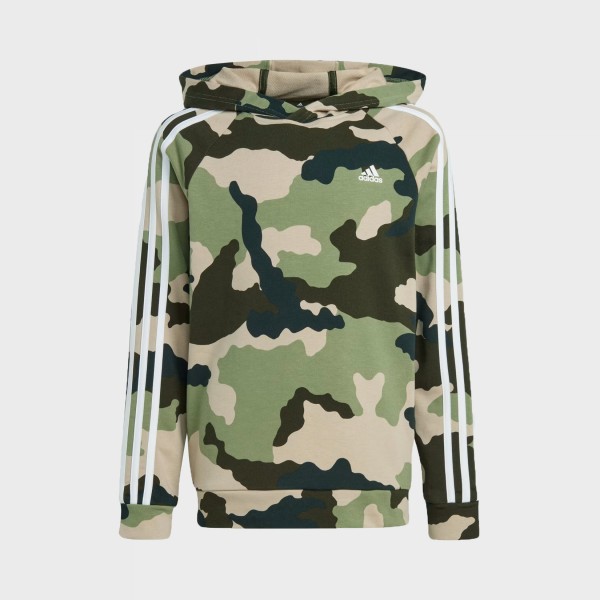 Adidas Essentials Allover Print Camo Hooded Εφηβικη Φουτερ Πρασινη