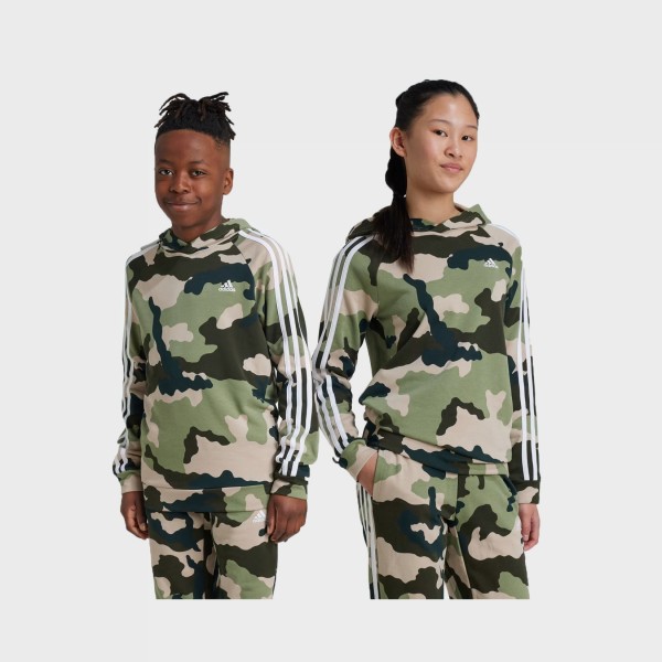 Adidas Essentials Allover Print Camo Hooded Εφηβικη Φουτερ Πρασινη