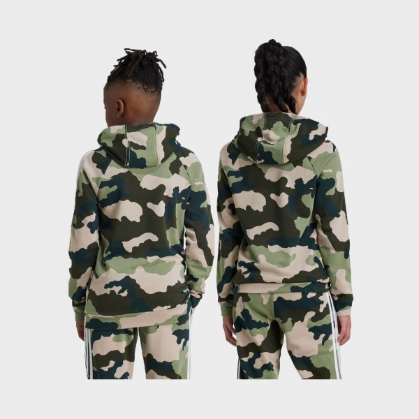 Adidas Essentials Allover Print Camo Hooded Εφηβικη Φουτερ Πρασινη