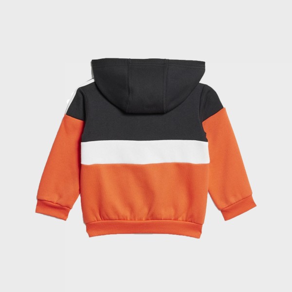 Adidas 3 Stripes Fleece Hooded Color Block Βρεφικο Σετ Κοκκινο - Μαυρο