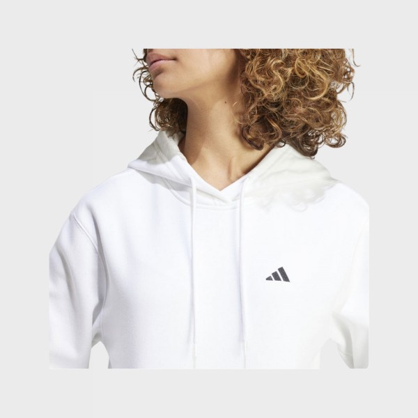 Adidas Sportswear Feel Cozy Hooded Small Logo Γυναικειo Φουτερ Λευκη