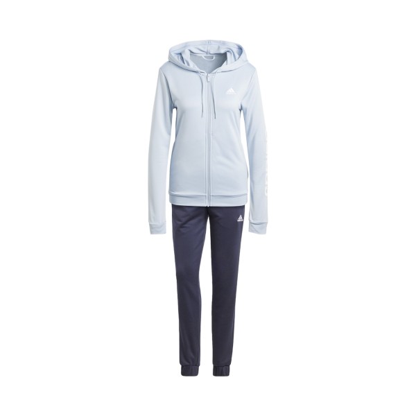 Adidas Sportswear Linear Hooded Tracksuit Γυναικειο Σετ Φορμας Μπλε