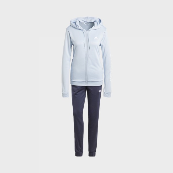 Adidas Sportswear Linear Hooded Tracksuit Γυναικειο Σετ Φορμας Μπλε